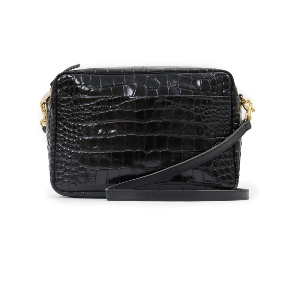 Clare V Marisol with Front Pocket in Black Croco